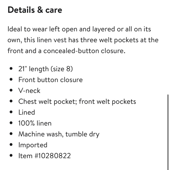 NEW Madewell Linen Single Breasted Vest in Natural Undyed Beige Size 0 $78 - Picture 5 of 7